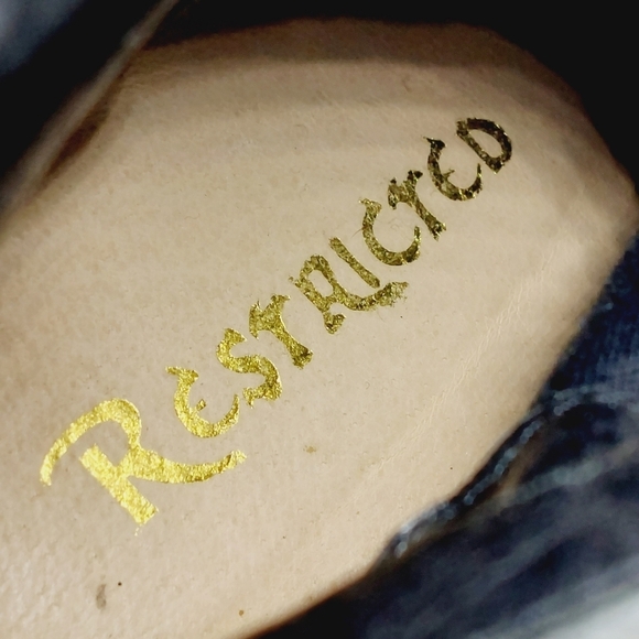 Restricted Blue & Black High Heel Patchwork Wedge Buckle Booties C623 - Picture 10 of 14